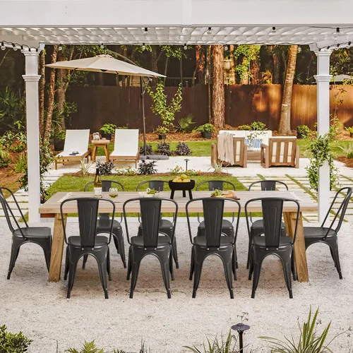 Miniatura 2 de Furmax Silla de comedor de metal para uso en interiores y exteriores, apilable, clásica, Trattoria, elegante, comedor, bistró, cafetería, sillas