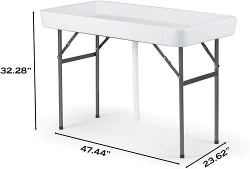 Miniatura 3 de Old Cedar Outfitters Fill and Chill - Mesa plegable con enfriador de hielo con fregadero grande y drenaje para limpiar peces y caza y mantener