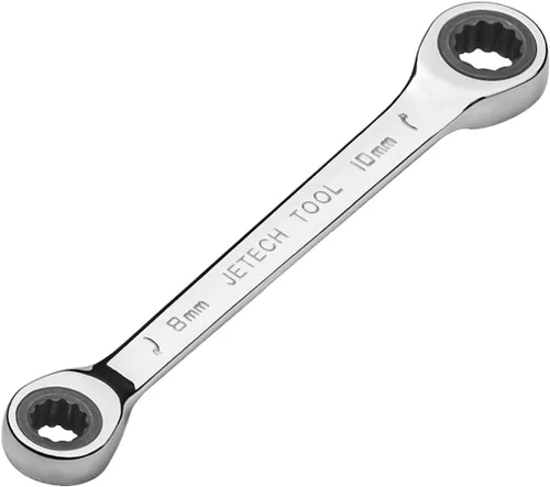 Jetech Llave de trinquete de doble extremo de caja de 0.315 in x 0.394 in, llave métrica de trinquete de 72 dientes, llave de engranaje resistente