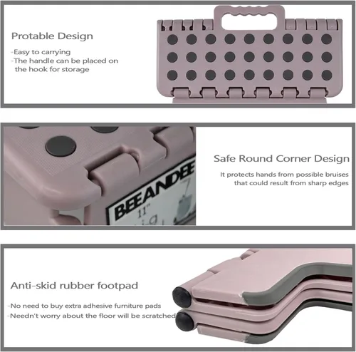 Miniatura 3 de Taburete plegable lo suficientemente resistente y seguro, soporta hasta 300 libras, reposapiés de 11 pulgadas para adultos o niños, escalera Puple