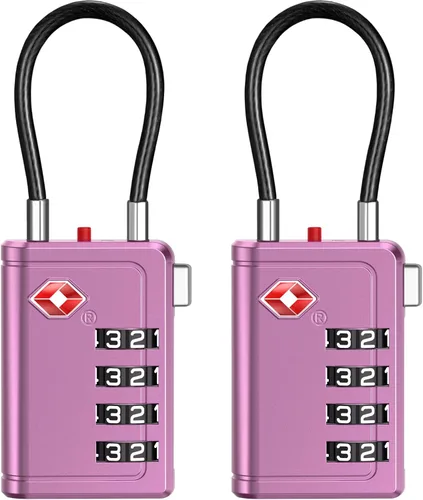 Puroma Cerraduras de viaje de equipaje aprobadas por la TSA con indicador de alerta abierta, cerradura de aleación de zinc de combinación de 4