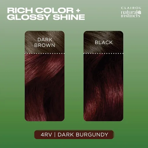 Miniatura 5 de Clairol Natural Instincts Tinte Demipermanente para el Cabello, 4RV Color de Cabello Borgoña Oscuro, Paquete de 3 4RV Borgoña oscuro