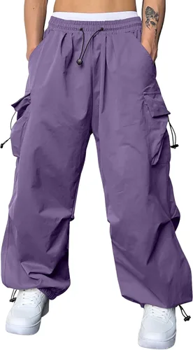 Miniatura 12 de JMIERR Pantalones Cargo Holgados para Hombre de Moda Casuales Pantalón de Paracaídas Ajuste Holgado Harem Joggers con Bolsillos para Ropa Urbana