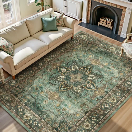 Miniatura 58 de Lofus 8x10 Alfombras de área para sala de estar, alfombra de área lavable, alfombras para dormitorio, cocina, alfombra vintage boho, alfombra suave