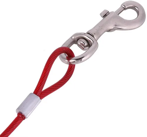Miniatura 8 de Fdit Cuerda de correa para perro, alambre de acero resistente, 0.197 in x 16.4 ft, rojo, cable de seguridad para mascotas a prueba de mordeduras