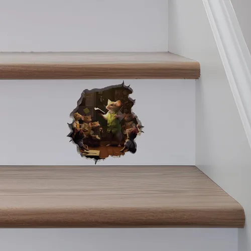 Miniatura 5 de Adhesivo de pared 3D con agujero de ratón para profesor masculino