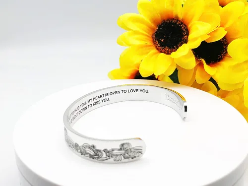 Miniatura 202 de Pulseras inspiradoras para mujer, joyería de acero inoxidable, con refranes, pulsera motivacional con mensaje oculto, pulseras grabadas para mejor