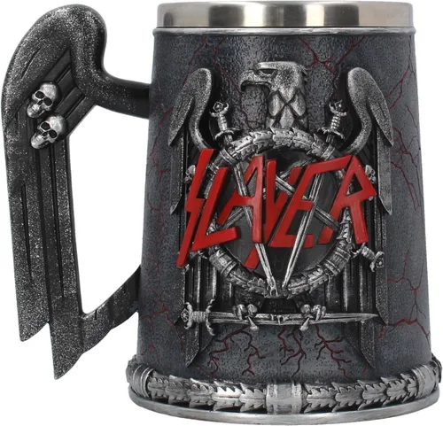 Nemesis Now B4128M8 Slayer Tankard - Taza (5.5 in), color negro, resina con inserto de acero inoxidable, color gris