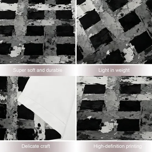Miniatura 4 de Shrahala Tapiz de pared negro grunge, monocromático para colgar en la pared, tapiz grande decorativo de fibra de poliéster, dobladillo blanco Ethnic
