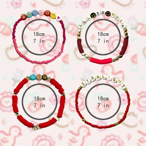 Miniatura 2 de Gpurplebud 4Pcs Taylor Bracelets Eras Tour Outfits Swiftie Lover 1989 Reputation Speak now Fearless Midnight Taylor Outfit Friendship Music Gifts