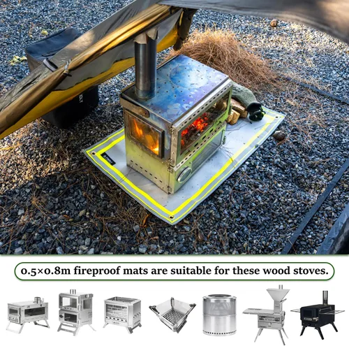 Miniatura 6 de POMOLY Tapete para fogata, tapete ignífugo visible por la noche, ideal para la base de la hoguera de terraza, almohadilla para fogatas de patio