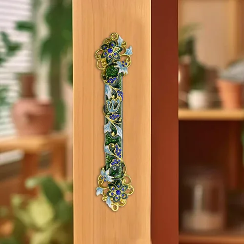 Miniatura 7 de Mezuzá con pergamino para puerta, caja de bendición de esmalte y aleación de zinc para puerta, pergamino de mezuzá pintado de color kosher