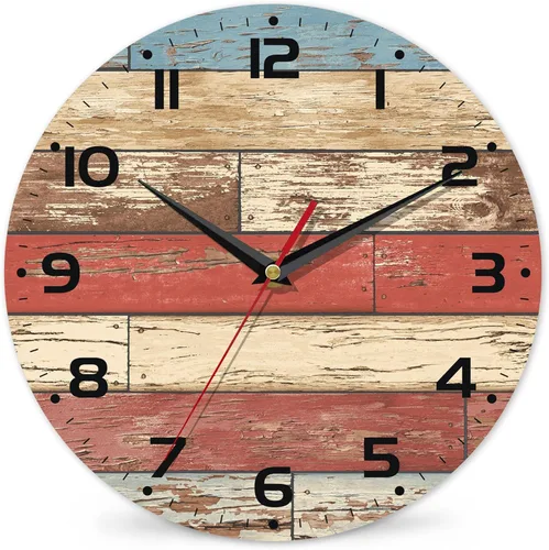 Miniatura 12 de Reloj para sala de estar, reloj de pared de vino abstracto, reloj de pared de madera vintage, silencioso sin tictac, funciona con pilas, números