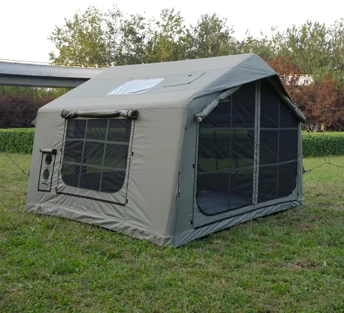 Miniatura 6 de Tienda de campaña inflable grande de lujo con conector de estufa y puerto de CA, 4 a 12 personas, casa de lona glamping de 4 estaciones, tienda