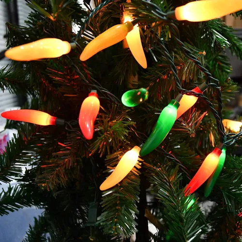 Miniatura 4 de Guirnalda de luces de Navidad de chile de 13.6 pies con 35 chiles calientes multicolor blanco cálido, luces incandescentes de pimienta