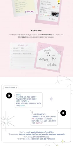 Miniatura 8 de My BTS Diary - Comprender verdaderamente los mensajes coreanos de BTS, mercancía oficial de BTS, paquete de libro conceptual de BTS Journal, aprende