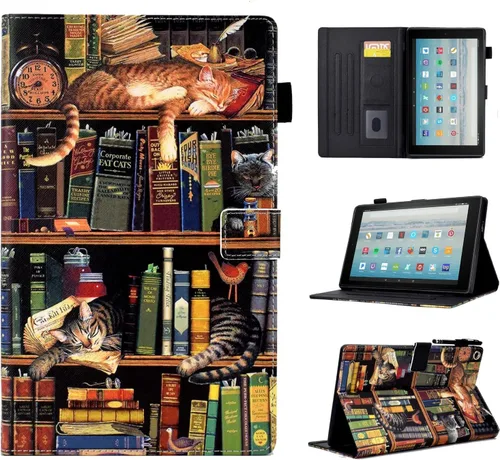 Miniatura 8 de Funda para tablet Fire HD 8 (8ª/7ª/6ª generación, versión 2018/2017/2016), funda protectora de piel sintética con función atril y encendido Flores