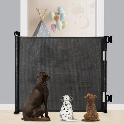 Miniatura 11 de Puerta retráctil para bebé, puerta extra ancha de seguridad para niños o mascotas, 33 pulgadas de alto, se extiende a 55 pulgadas de ancho, puerta