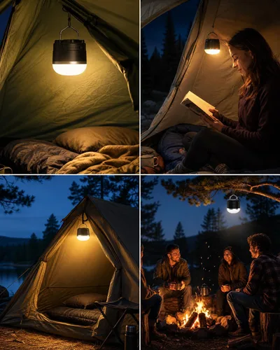 Miniatura 8 de Linterna de campamento recargable de 1000 lm, luz portátil compacta de 110 horas de funcionamiento con 5 niveles de brillo, base magnética, luz