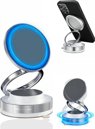 Miniatura 10 de Soporte magnético para teléfono de coche al vacío con imanes fuertes, soporte ajustable de 360° para teléfono celular, soporte plegable Magsafe