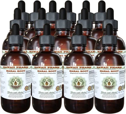 Miniatura 5 de Hawaii Pharm Maral Extracto líquido sin alcohol, Maral (Rhaponticum Carthamoides) Suplemento herbario natural de glicerita de raíz seca, EE.UU. 2 x