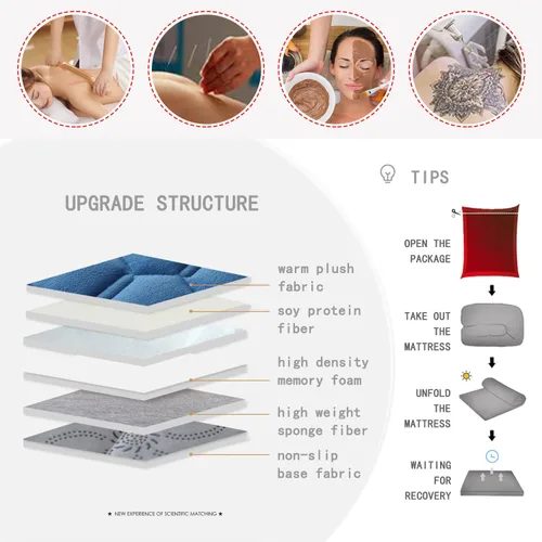 Miniatura 8 de Cubrecolchón de mesa de masaje de 2.0 in/2.8 in de grosor, funda de colchón trapezoidal para cama de salón de belleza, sábanas con agujeros de Gris
