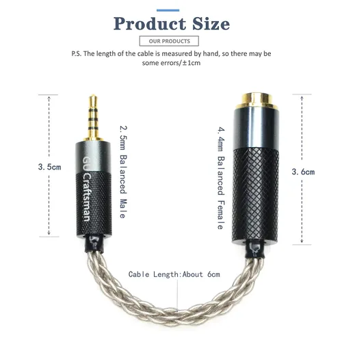Miniatura 3 de Cable adaptador de auriculares portátil de 0.098 in equilibrado macho a 0.173 in, cable adaptador de auriculares portátil de cristal único 6N