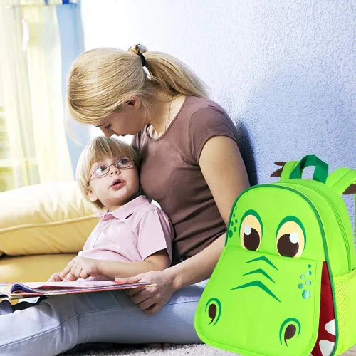 Miniatura 9 de gxtvo Mochila de dinosaurio para niños, mochila preescolar para niños pequeños, mochila escolar de animales de dibujos animados de 12 pulgadas