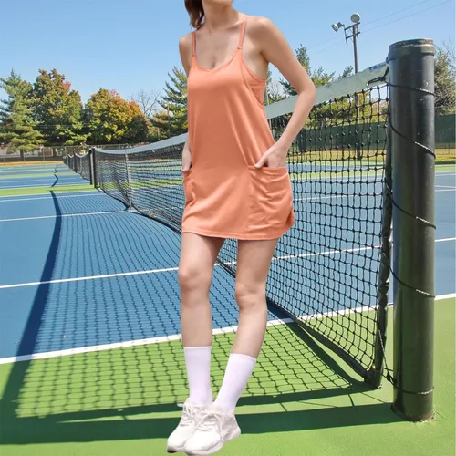 Miniatura 5 de Enterizo de entrenamiento para mujer con pantalones cortos debajo, sin mangas, tirantes delgados, trajes atléticos, trajes casuales de vacaciones