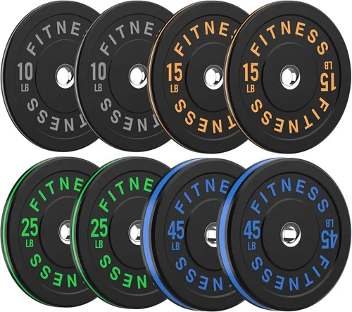 Miniatura 27 de Discos de peso olímpicos de 2 pulgadas y caucho para barras, discos para gimnasio en casa, entrenamiento de fuerza y levantamiento de pesas, 10 a
