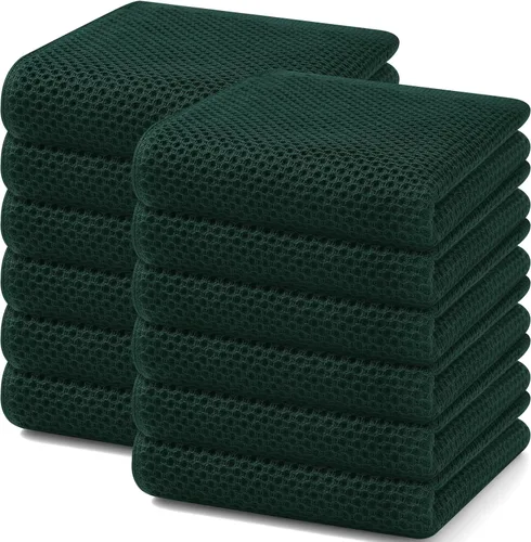 Miniatura 15 de Homaxy Paños de cocina de 100% algodón con tejido de gofre, ultra suaves, absorbentes, de secado rápido, 12 x 12 pulgadas, paquete de 6, amarillo