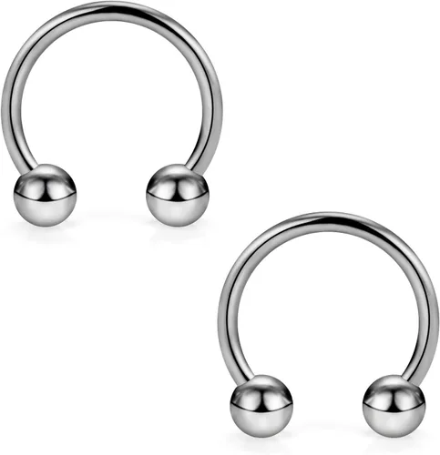 SCERRING 2 – 8 anillos de nariz de titanio 16G G23 de herradura para tabique, hélix, daith, cartílago, tragus, pezón, ceja, cuerpo, piercing,