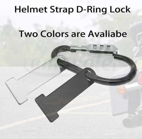 Miniatura 5 de Correa para casco de motocicleta con anillo en D de acero inoxidable, soporte de bloqueo universal para casco de motocicleta (negro 2 piezas)