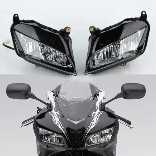 Miniatura 18 de Conjunto de faros delanteros de motocicleta compatible con Honda CBR1000RR 2004 2005 2006 2007 motocicleta plástico faro delantero faro delantero