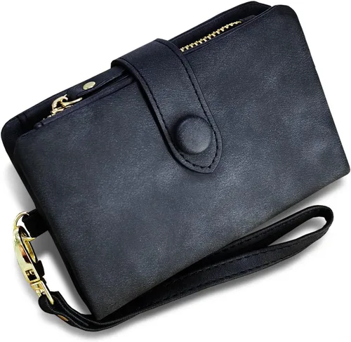 Miniatura 2 de AOXONEL Women's Small Bifold Leather wallet Rfid blocking Ladies Wristlet with Card holder id window Coin Purse