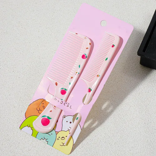 Miniatura 9 de Juego de peines para bebé, peine pequeño y lindo de dientes finos para niños pequeños y cola de rata para peinar, peine rosa para pelitos de bebé
