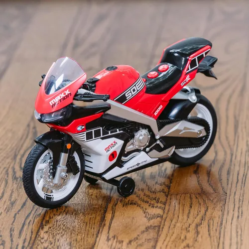 Miniatura 4 de Sunny Days Entertainment Maxx Action Super Bike con función de caballito – Motocicleta de juguete motorizada roja para niños y niñas Vehículo