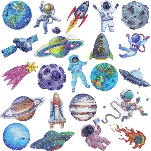 120 tatuajes temporales de galaxia con purpurina para niños y niños, 12 hojas de tatuajes del espacio exterior para niños, suministros de fiesta de