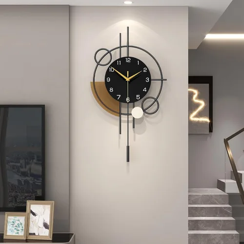 Reloj de pared grande decorativo con péndulo, funciona con pilas, cuarzo de calidad silenciosa, reloj moderno para sala de estar, dormitorio,