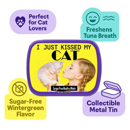 Miniatura 2 de I Just Kissed My Cat Mints – Regalo divertido para los amantes de los gatos – Regalos de señora loca – Latas de menta divertidas – Rellenos