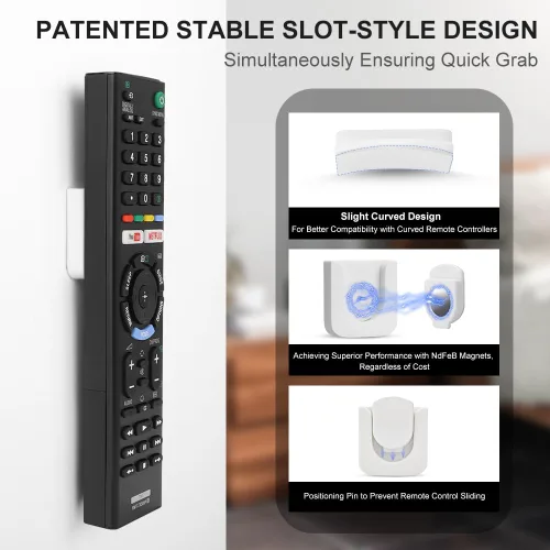 Miniatura 2 de WALLFID Soporte magnético de pared para control remoto, innovador diseño de ranura para una organización sin esfuerzo de suministros para el hogar