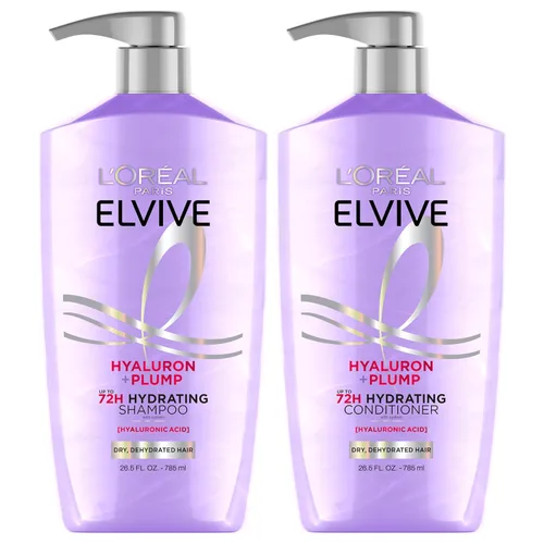 L'Oreal Paris Elvive Hyaluron Plump Champú y acondicionador para cabello deshidratado y seco con ácido hialurónico Care Complex, 1 kit (2 productos)
