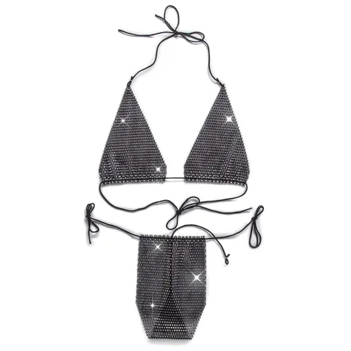 Miniatura 2 de Asooll Conjuntos de bikini con diamantes de imitación, brasier de playa de cristal brillante, cadena corporal, traje de baño sexy, fiesta