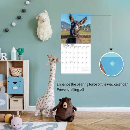 Miniatura 4 de Calendario de pared 2026, Calendario divertido 2026, noviembre de 2025 - diciembre de 2026, calendario de pared con memes divertidos de animales, 12