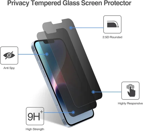 Miniatura 4 de ProCase Paquete de 2 protectores de pantalla de privacidad para iPhone 17e/16e / 14/13 / 13 Pro de 6.1 pulgadas, protector de película de vidrio