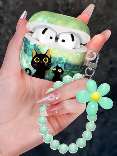 Miniatura 26 de Funda para AirPods Pro/Pro 2 con llavero de perlas, diseño de concha con purpurina para niñas, bonita y elegante funda Kawaii para Apple