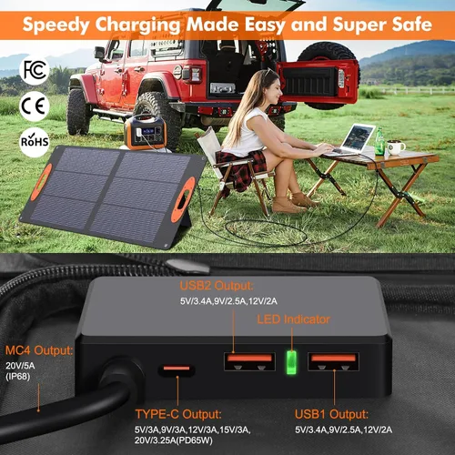 Miniatura 2 de SOKIOVOLA N-Type 16BB 100W Panel Solar Portátil Plegable 18V Mono ETFE, Panel Solar Plegable de Alta Eficiencia del 25% IP68 Impermeable para 100