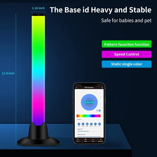 Miniatura 6 de Barra de luz LED inteligente, luces para juegos, iluminación ambiental con modos de escena y modos de música, barras de luz de color Bluetooth