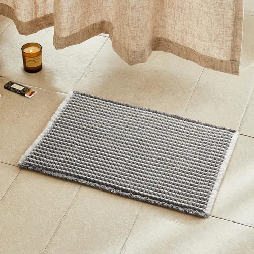 Miniatura 162 de TYUU Tapete de baño estilo gofre, tapete de baño bohemio, antideslizante, lavable, súper absorbente, de secado rápido, bonito tapete de baño