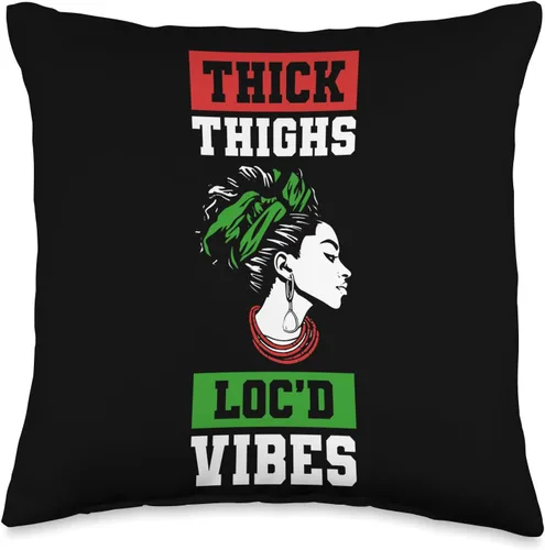 Locs Afro Dreadlocks Love Natural Beauty Hair Locd Thick Thighs Loc'd Vibes Afro Hair - Almohada africana americana, 16 x 16 pulgadas, multicolor
